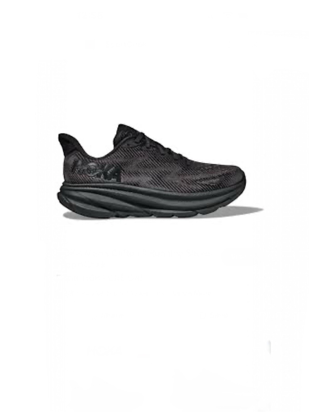Hoka men's Clifton 9 black lace up running athletic walking comfort shoe 11D